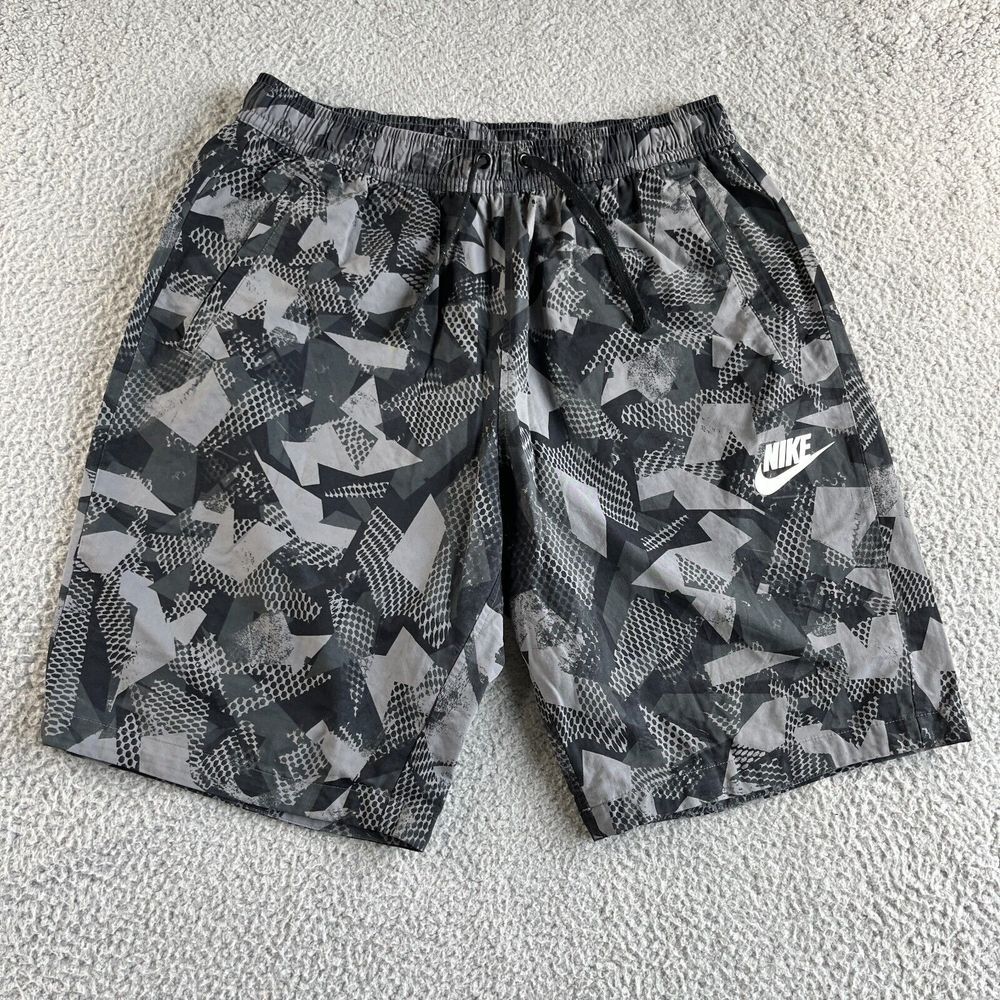 Nike Board Shorts‎ Mens Extra Large Gray Black Camo Swim Trunks Hybrid Nylon